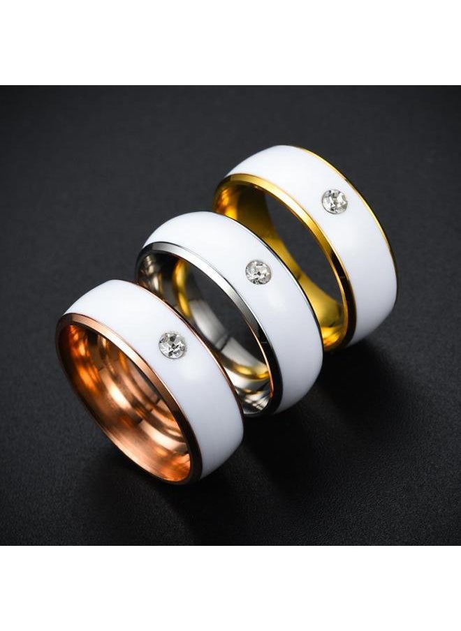 NFC Ring Fashion Personality Mobile Phone Smart Access Card Bus Card Subway Card Titanium Ring-Colour:Silver Ring White Oil  - Image 2