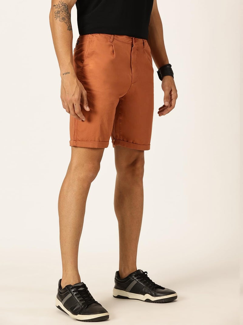 Thomas Scott Men 100% Cotton Smart Chino Shorts (TSS038_Rust, 36) - Image 3