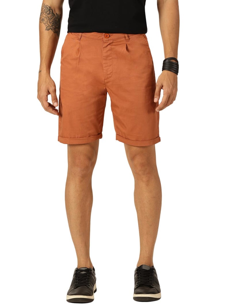 Thomas Scott Men 100% Cotton Smart Chino Shorts (TSS038_Rust, 36) - Image 1