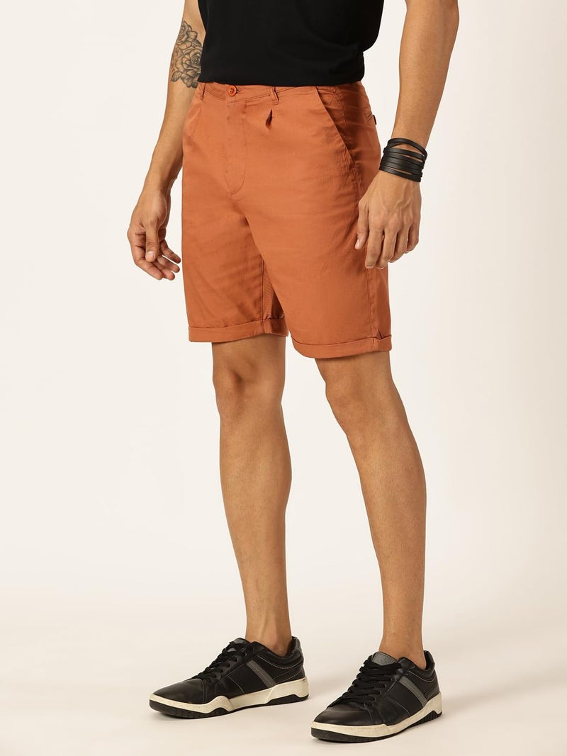 Thomas Scott Men 100% Cotton Smart Chino Shorts (TSS038_Rust, 36) - Image 2