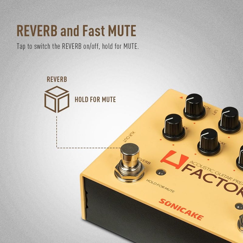 SONICAKE QDS-04 A Factory Acoustic Guitar Effects Pedal with Analog Preamp and Digital Reverb Acoustic Instruments with XLR Output - Image 3