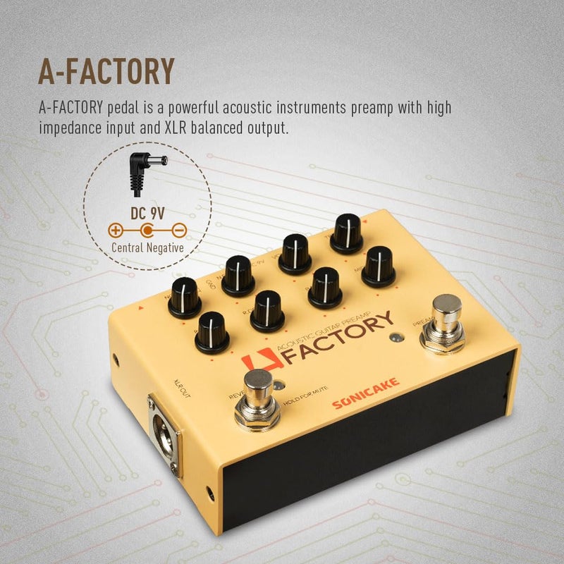 SONICAKE QDS-04 A Factory Acoustic Guitar Effects Pedal with Analog Preamp and Digital Reverb Acoustic Instruments with XLR Output - Image 2