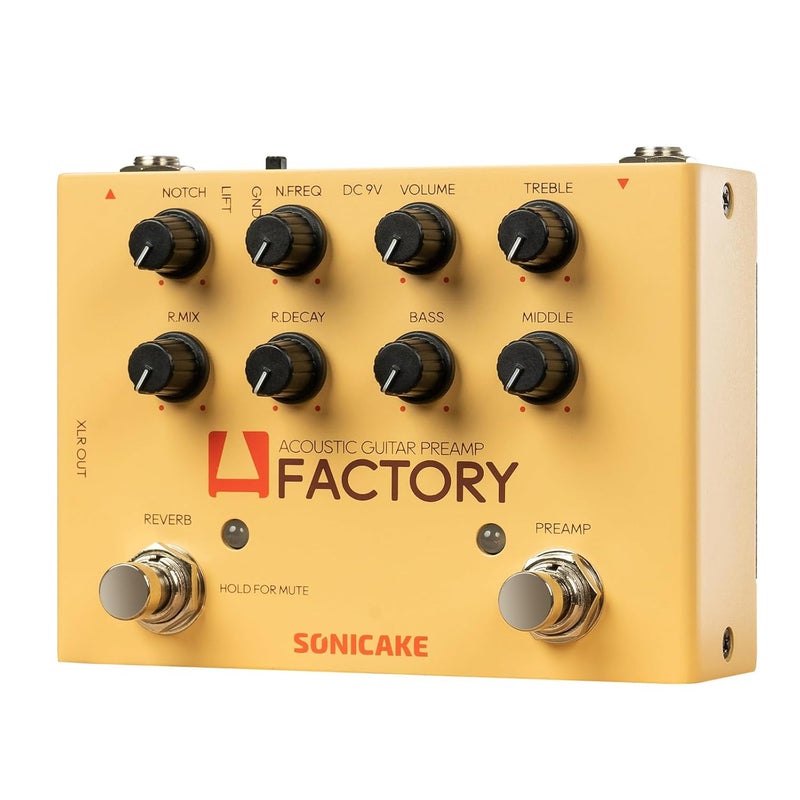 SONICAKE QDS-04 A Factory Acoustic Guitar Effects Pedal with Analog Preamp and Digital Reverb Acoustic Instruments with XLR Output - Image 1