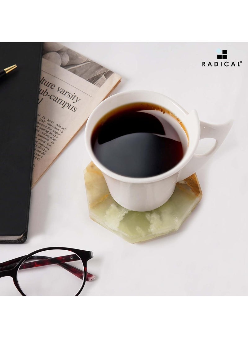 راديكالن مجموعة من ٦ قواعد أكواب رخامية من العقيق الأخضر | شكل نجمة | ديكور منزلي وطاولة مصنوع يدويًا - Image 2