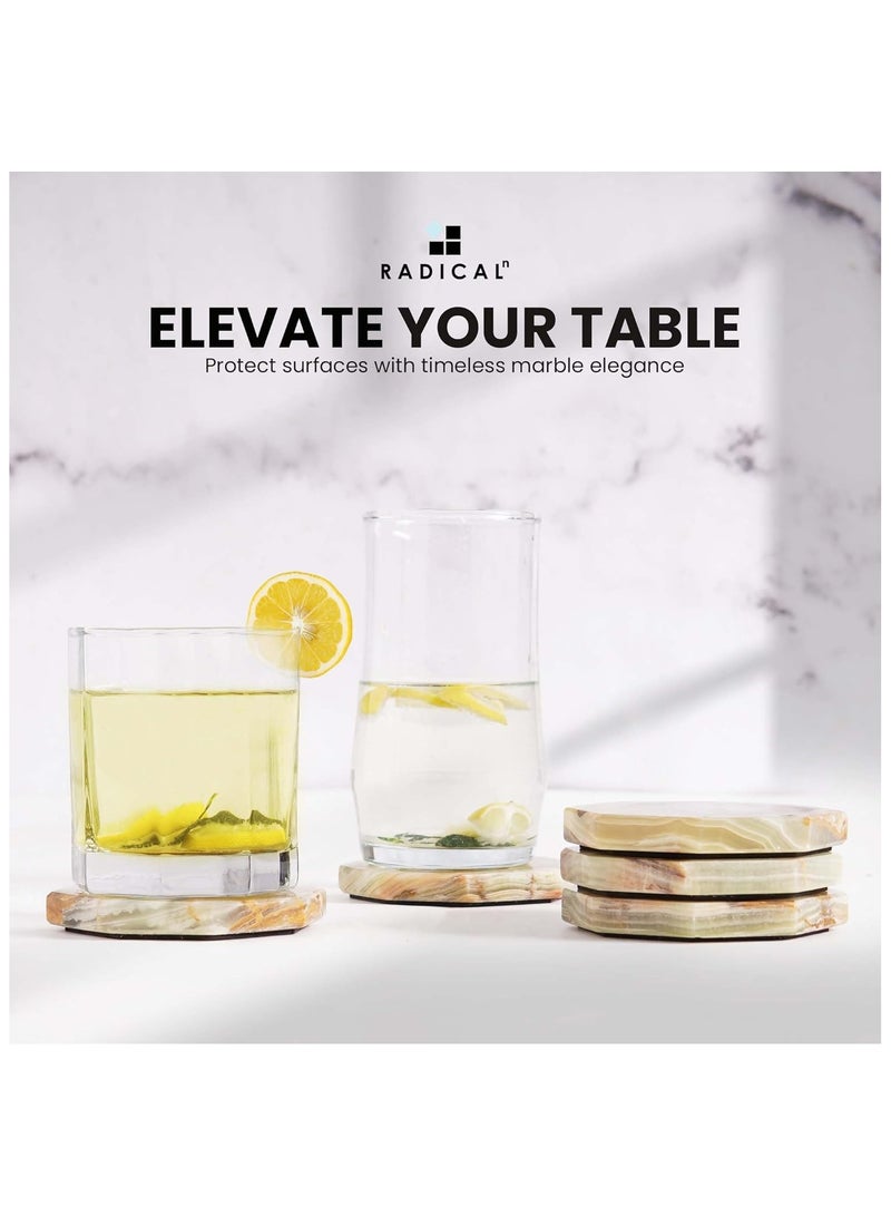 راديكالن مجموعة من ٦ قواعد أكواب رخامية من العقيق الأخضر | شكل نجمة | ديكور منزلي وطاولة مصنوع يدويًا - Image 4