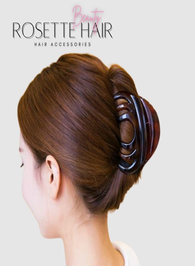 روزيت هير مشابك شعر كبيرة وأنيقة من الزجاج بتصميم روزيت، مشابك شعر عضوية، مشابك داخلية وخارجية، دبابيس شعر للنساء والفتيات، مشابك شعر سميكة (أزرق) - Image 4