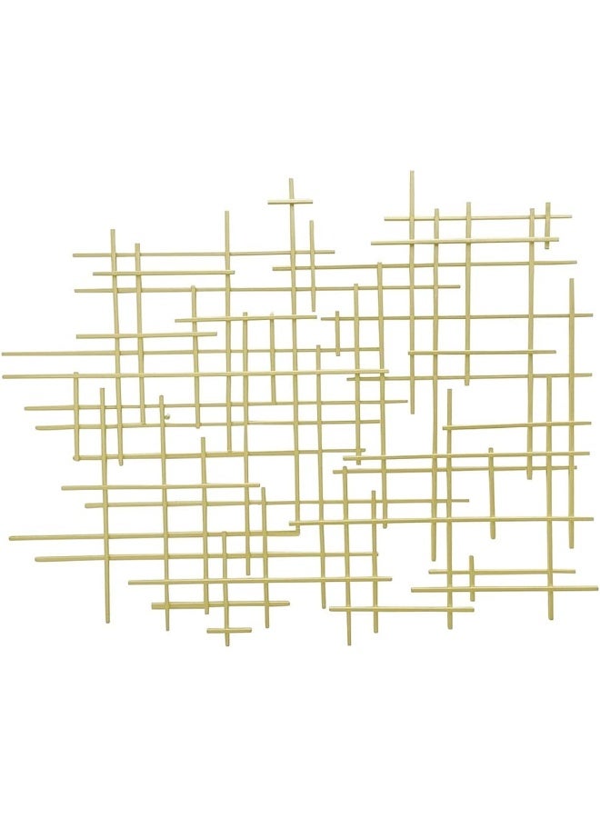 Bellaa 27079 Metal Wall Art Cross Geometric Abstract Modern Contemporary 3D Hanging Wrought Iron Minimalist Sculpture Living Room Outdoor Boho Farmhouse Home Decor Champagne Light Gold Large - Image 1