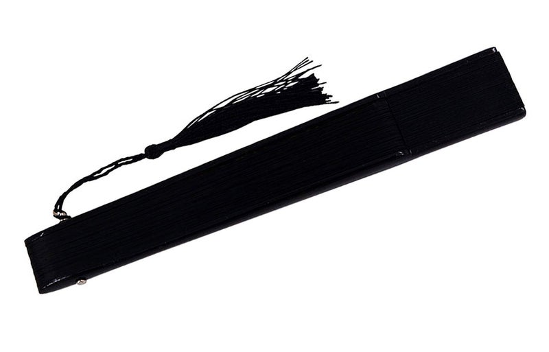Amajiji 8.27"(21cm) Hand Held Bamboo Silk Folding Fan Hand Fan,Chinese/Japanese Charming Elegant Vintage Retro Style,Women Ladys Girls Best Gifts (Black) - Image 3