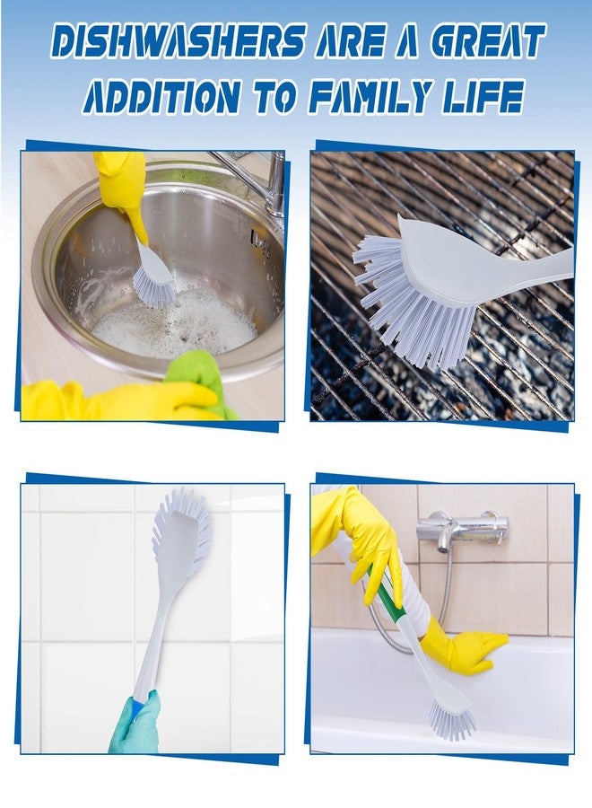 Hsei 6 Pcs Blue and Green Kitchen Scrub Dish Brush Bulk with 11 Inch Anti Slip Handle Cleaning Dish Scrubber with Stiff Bristles Washing Scrub Brushes for Housekeeping for Pots and Pans, Kitchen Sink - Image 5