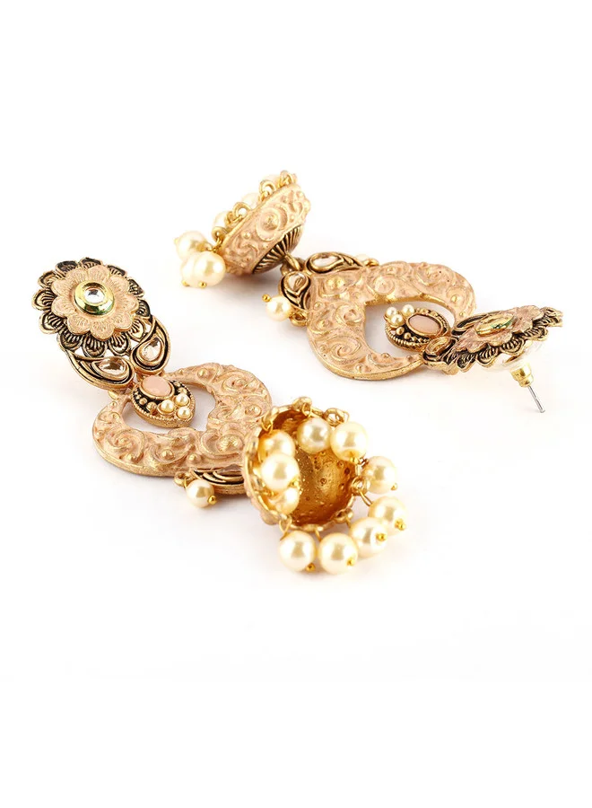Ishin  Aline Fit Gold Colour Metal (Non-precious) Earrings for Women - Blending Tradition with Modern Style for Women | Best Price UAE