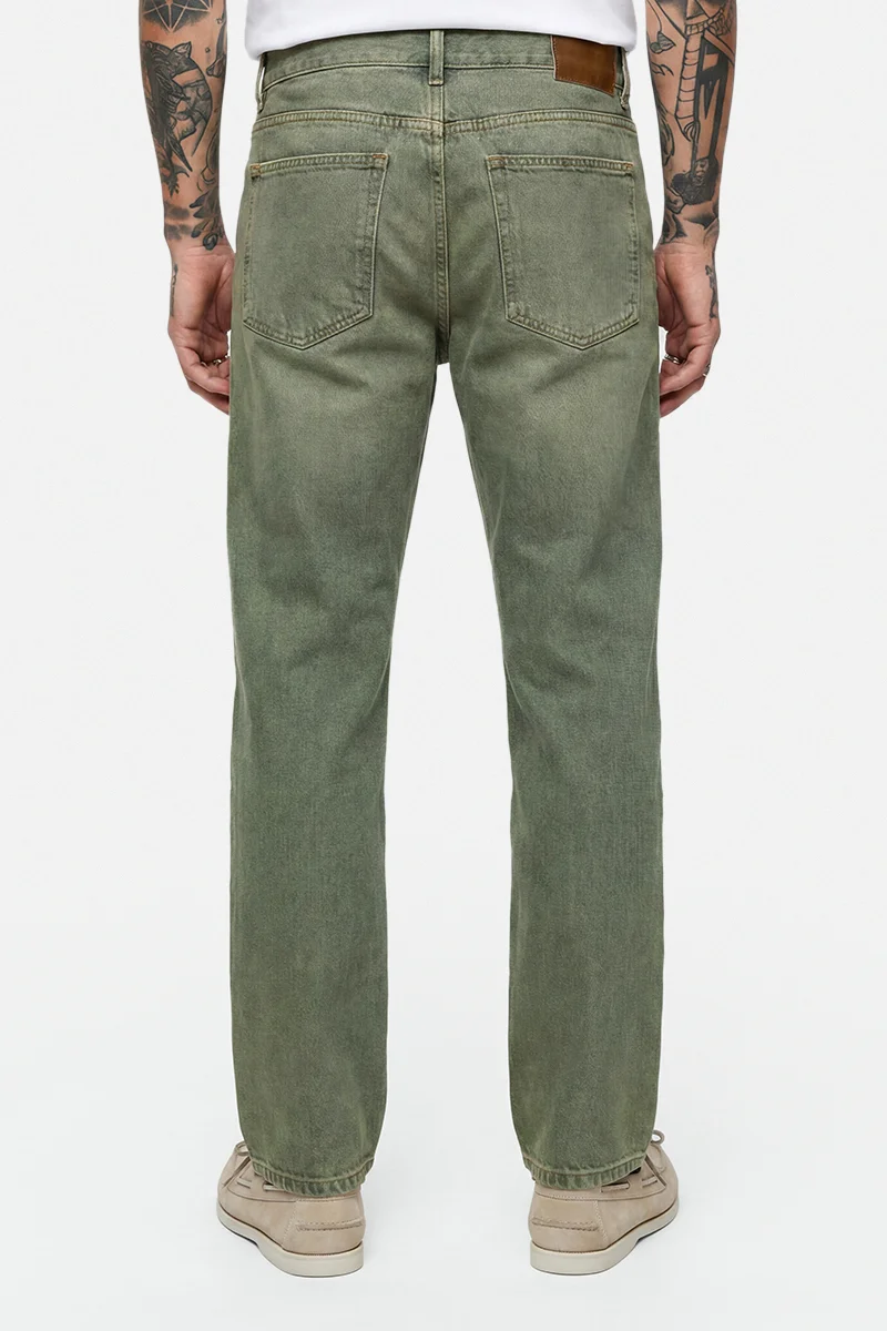 سنيتش Sage Green Solid Straight Fit Casual Jeans