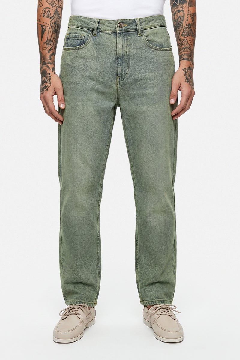 SNITCH Sage Green Solid Straight Fit Casual Jeans - Image 3