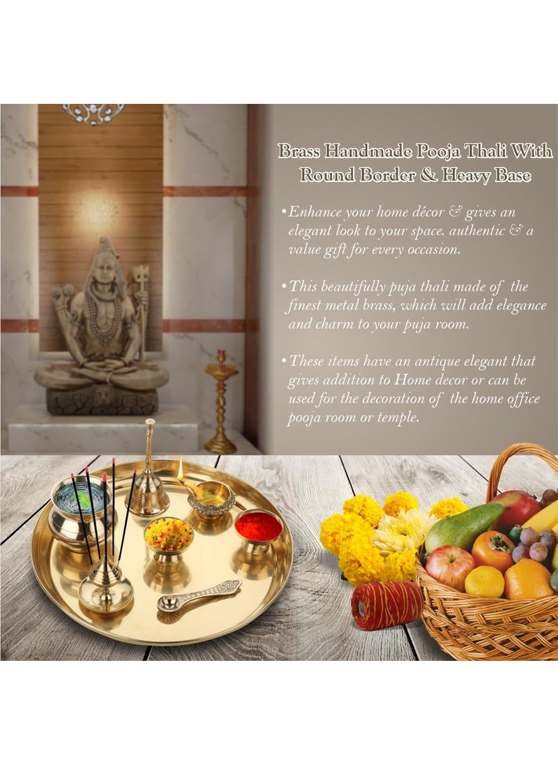 ROLIMOLI - Rolimoli Handmade Pure Brass Thali for Pooja Dinner Plate 6 inch Golden - Image 1
