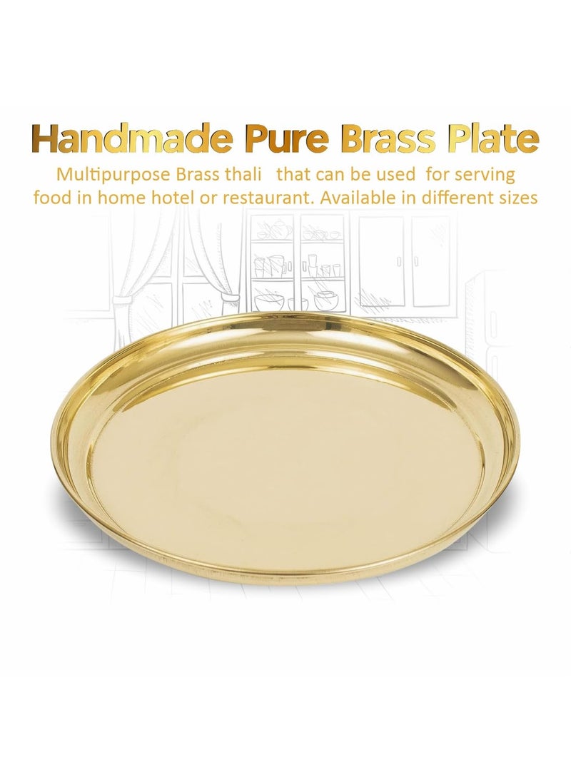 ROLIMOLI - Rolimoli Handmade Pure Brass Thali for Pooja Dinner Plate 6 inch Golden - Image 1