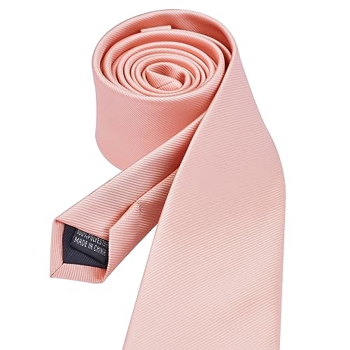 Branduce 2.4" Rose Gold Tie Mens Skinny Tie for Wedding 6cm Solid Pure Color Thin Slim Woven Necktie (TA04-32) - Image 3