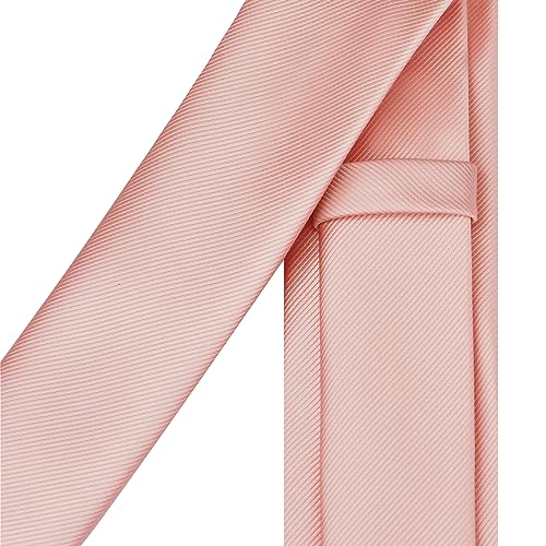 Branduce 2.4" Rose Gold Tie Mens Skinny Tie for Wedding 6cm Solid Pure Color Thin Slim Woven Necktie (TA04-32) - Image 4