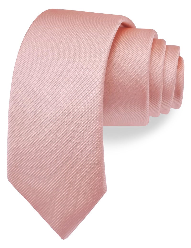 Branduce 2.4" Rose Gold Tie Mens Skinny Tie for Wedding 6cm Solid Pure Color Thin Slim Woven Necktie (TA04-32) - Image 5