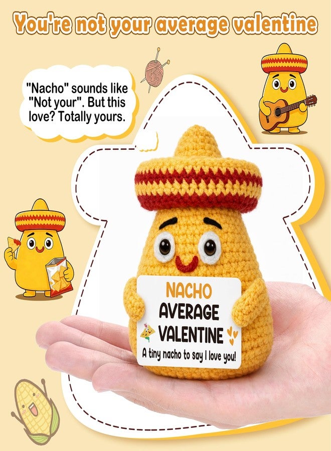 BdayPtion Valentines Day Him Her Gifts for Boyfriend Girlfriend, Valentine's Day for Kids Daughter Son, Anniversary Women Men Gifts, Romantic Present for Wife Husband Fiance Couples, Handmade Crochet Nacho Doll - Image 2