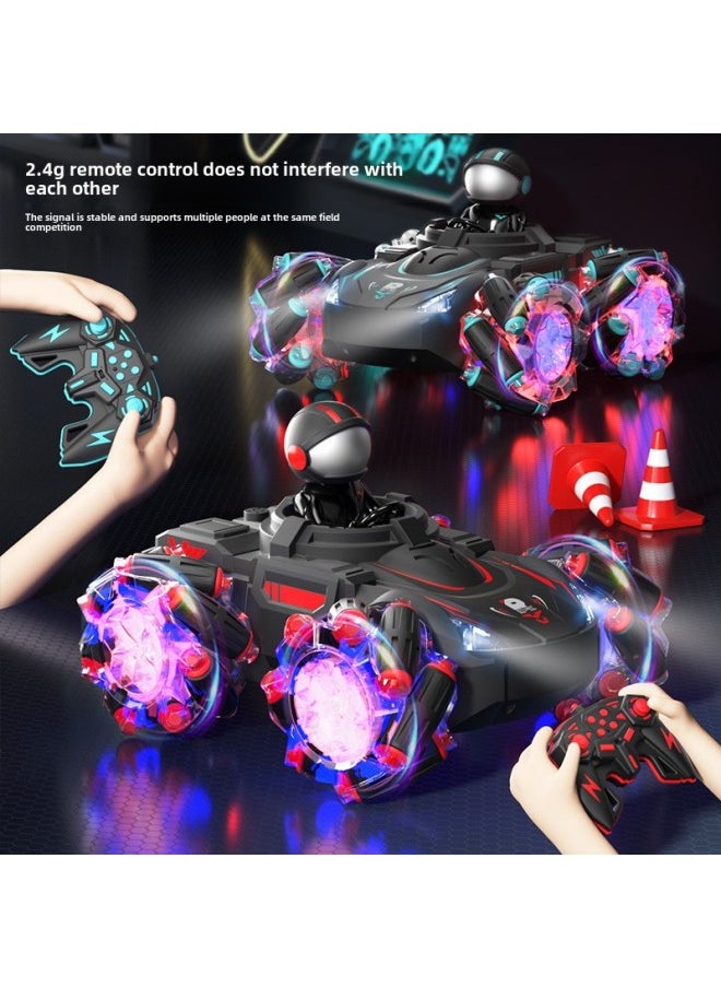 JJRC Special Effects Remote Control Car Magic Color Projection Stunt Car 2.4g Drift Racing Car Children's Sound And Light Toy Car-Color:Red  - Image 4
