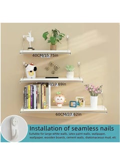 Arabest Floating Shelves Floating Shelf for Wall Floating Book Shelf Wall Mounted Organizer for Kitchen Living Room Bedroom Office Storage Shelves Display Racks Home Decor Set of 3, White  - Image 1