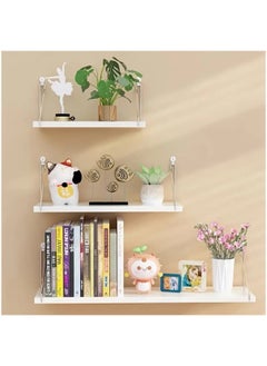 Arabest Floating Shelves Floating Shelf for Wall Floating Book Shelf Wall Mounted Organizer for Kitchen Living Room Bedroom Office Storage Shelves Display Racks Home Decor Set of 3, White  - Image 4