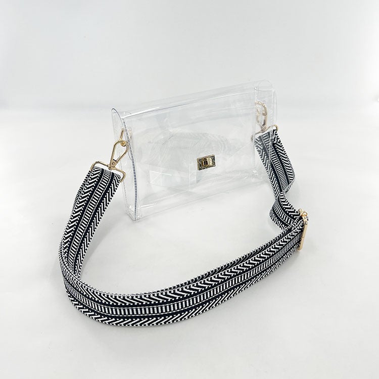 Jelly Transparent Bag Small Square Bag Underarm Bag Leopard Zebra Pattern Wide Shoulder Strap Lock Stadium Women'S Bag - Image 4