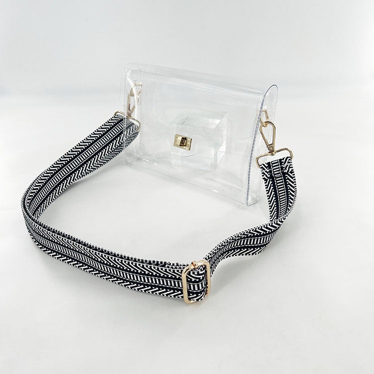 Jelly Transparent Bag Small Square Bag Underarm Bag Leopard Zebra Pattern Wide Shoulder Strap Lock Stadium Women'S Bag - Image 1