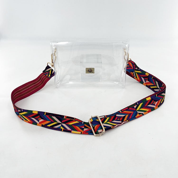 Jelly Transparent Bag Small Square Bag Underarm Bag Leopard Zebra Pattern Wide Shoulder Strap Lock Stadium Women'S Bag - Image 2