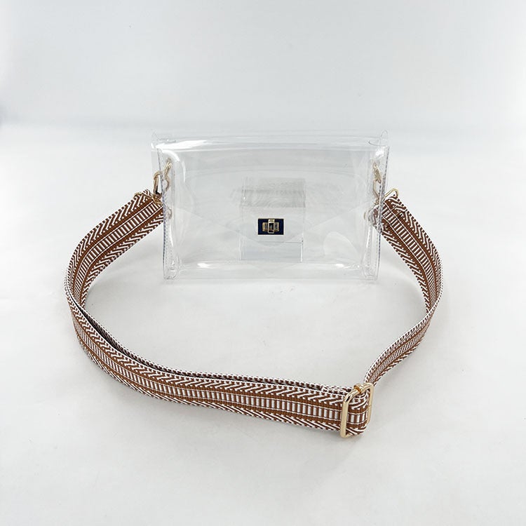 Jelly Transparent Bag Small Square Bag Underarm Bag Leopard Zebra Pattern Wide Shoulder Strap Lock Stadium Women'S Bag - Image 5