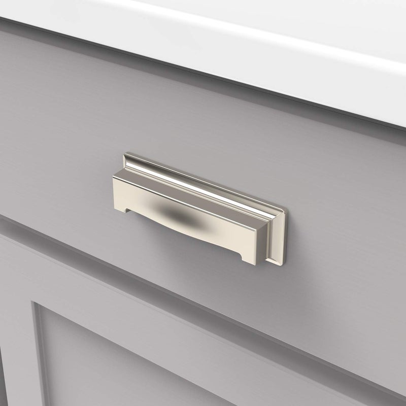 Hickory Hardware 1 Pack Solid Core Kitchen Cabinet Pulls  Luxury Cabinet Handles  Hardware for Doors & Dresser Drawers  3 Inch & 3-3/4 Inch (96mm) Hole Center  Polished Nickel  Studio Collection - Image 3