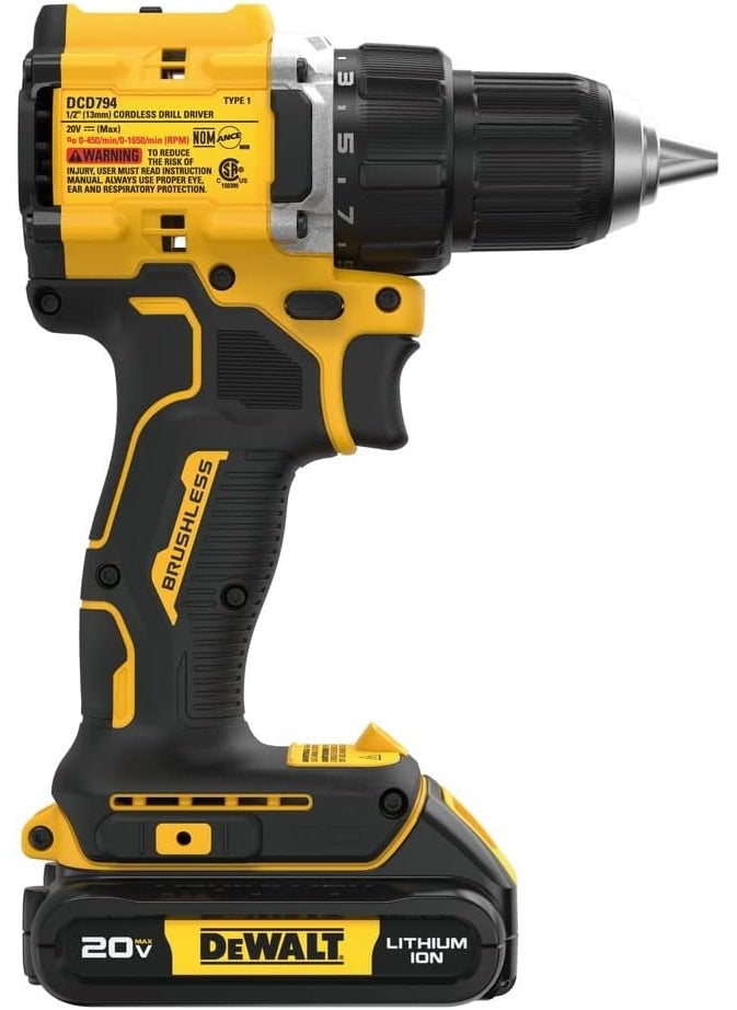 DEWALT Dewalt DCD794B 20V MAX ATOMIC COMPACT SERIES Brushless LithiumIon 12 in Cordless Drill Driver Tool Only  - Image 4