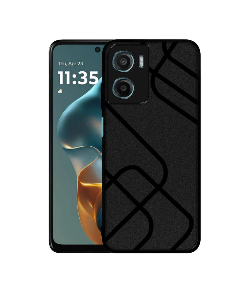 Casotec Zig-Zag Black Line Design Premium 2D Printed Metal Back Case Cover for Motorola Moto G05 4G / E15 4G - Image 1