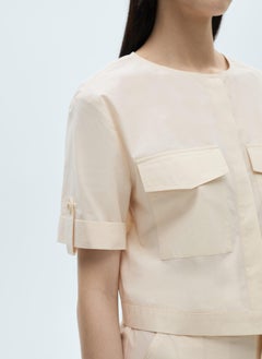 MANGO Chest-Pocket Cotton Blouse  - Image 3