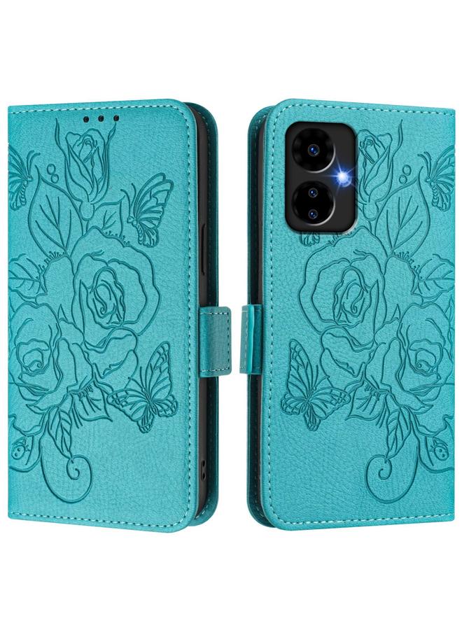 Zaboon Case For Boost Mobile Celero 5G 2024 / Celero 3 Embossed Rose RFID Anti-theft Leather Phone Case - Image 2