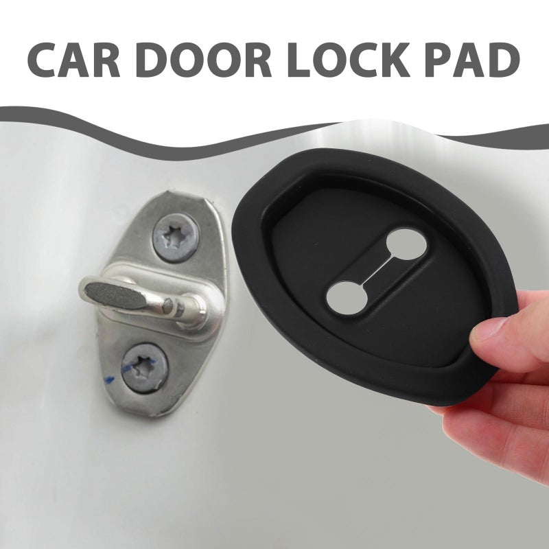 4pcs Thickened Silicone Car Door Lock Covers Noise Reduction Pads Black - Image 4