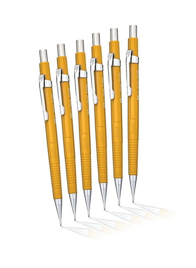 بنتل قلم رصاص أوتوماتيكي حاد من بنتل، 0.9 مم، أصفر، عبوة من 6 قطع - Image 1