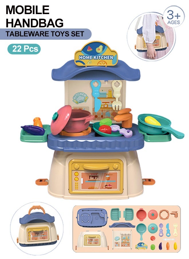 22 pcs Kitchen Playset for Kids,Cooking Kitchen Toys Playset for Toddler,Pretend Play Kitchen Accessories with Play Food,Rich Realistic Details Include Vegetables, Knife, Fork and Pots,eparable Design Kids Pretend Kitchen Toys,Portable Kids Play Kitchen Set Gift for Girls and Boys - Image 1