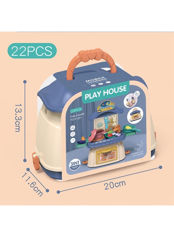 22 pcs Kitchen Playset for Kids,Cooking Kitchen Toys Playset for Toddler,Pretend Play Kitchen Accessories with Play Food,Rich Realistic Details Include Vegetables, Knife, Fork and Pots,eparable Design Kids Pretend Kitchen Toys,Portable Kids Play Kitchen Set Gift for Girls and Boys - Image 2