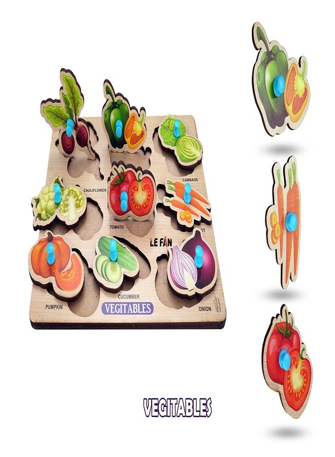 Lefan® Kids Fort Pre Nursery Educational Jigsaw Puzzles for Adults Kids Learning Toys Kit Board Game 2 pcs Set of ABCD Alphabet & Vegetables Educational Toy - Image 5