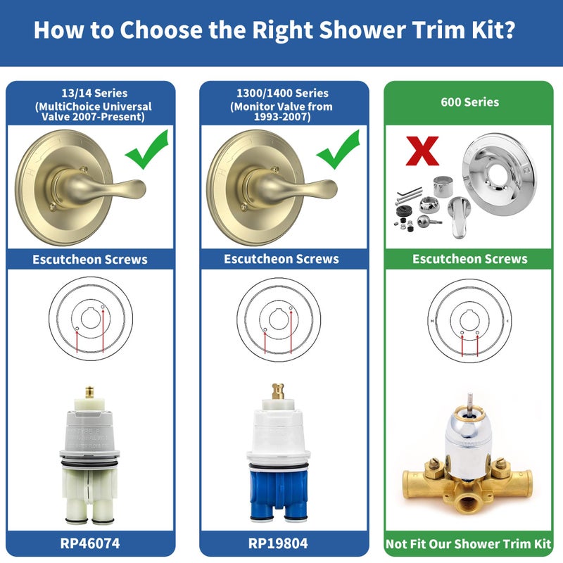KANDENT Replacement for Delta Classic 13 Series Single-Function Shower Valve Trim Kit, Shower Handle, Champagne Bronze Shower Trim Kit T13020-CZ (Cartridge and Valve Not Included) - Image 2