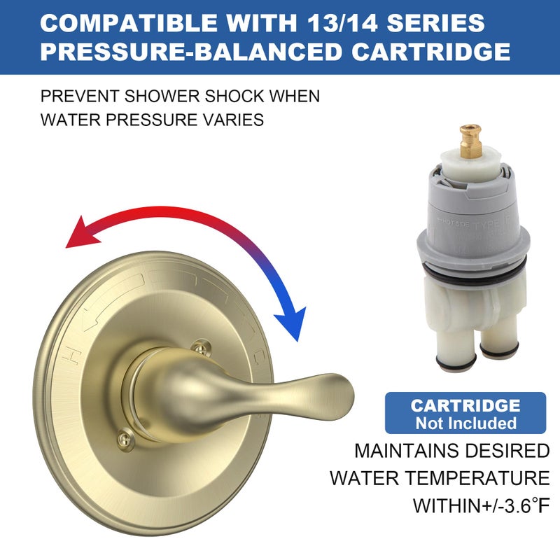 KANDENT Replacement for Delta Classic 13 Series Single-Function Shower Valve Trim Kit, Shower Handle, Champagne Bronze Shower Trim Kit T13020-CZ (Cartridge and Valve Not Included) - Image 3