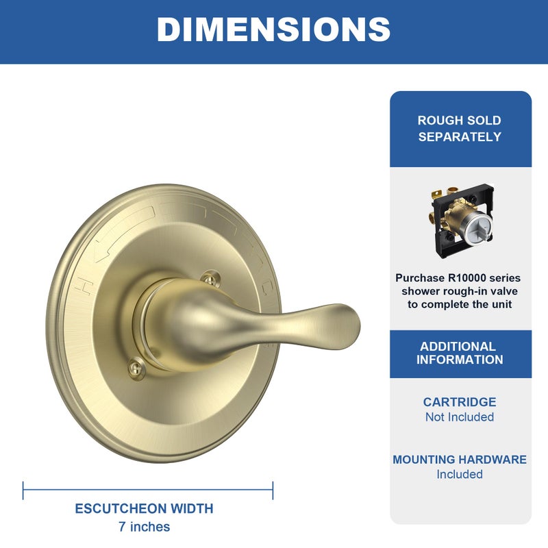KANDENT Replacement for Delta Classic 13 Series Single-Function Shower Valve Trim Kit, Shower Handle, Champagne Bronze Shower Trim Kit T13020-CZ (Cartridge and Valve Not Included) - Image 4