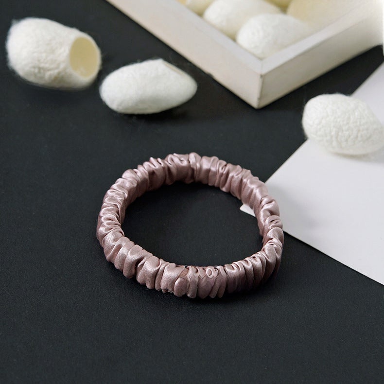 Generic Elegant Elastic Mulberry Silk Hair Ties Lotus pollen