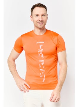 Adidas Men Sportswear Fit Short Sleeve Training T-shirt, Orange  - Image 1