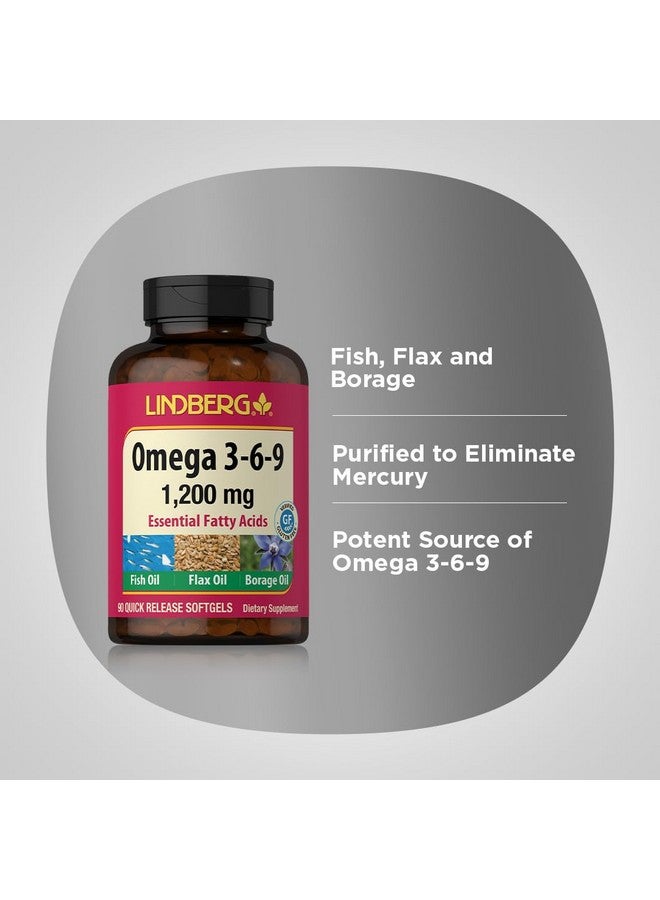 Lindberg Omega 3 6 9 Supplements | 1200mg | 90 Softgels | Essential Fatty Acids | with Fish, Flax, and Borage Oil | Non-GMO, Gluten Free - Image 4