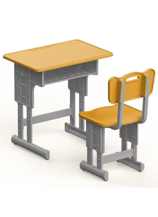 Mini Small Desk Desk Miniature Food Play Simulation Small Book Textbook Stationery Pencil Box Study Table-Color:Desk + Chair (wood Color)  - Image 1