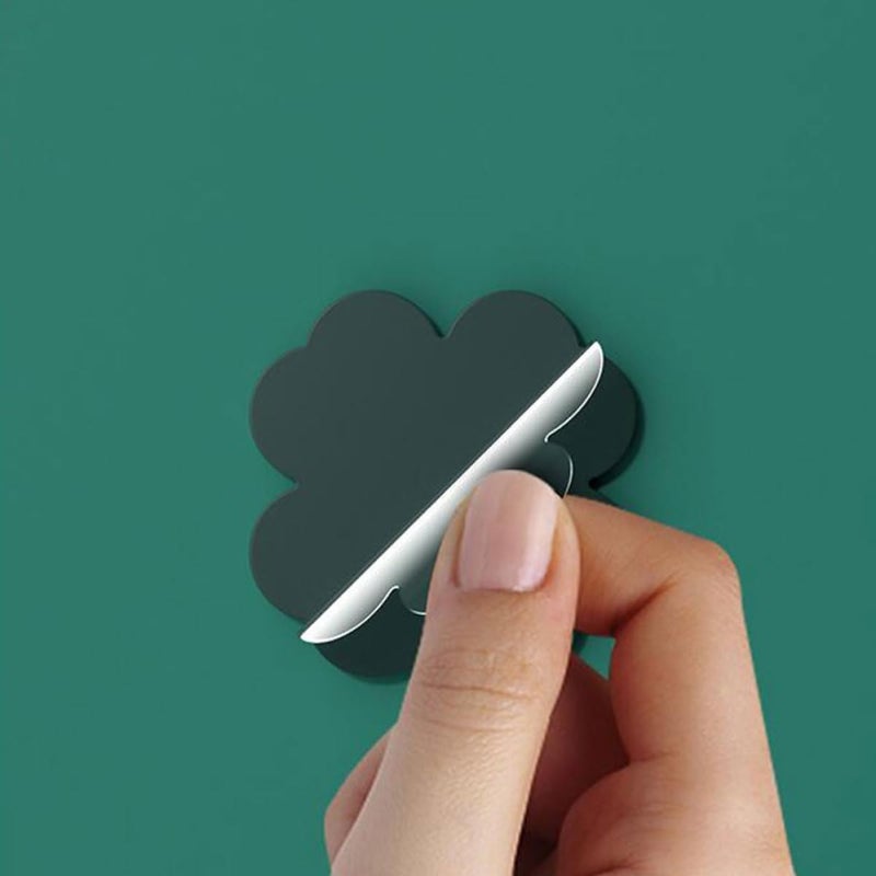 Healifty 4pcs Clover-Shaped Adhesive Wall Hooks Multi-Color Plastic Key Hooks for Bathroom Towel Hanging Nursery Decor Without Drilling - Image 5