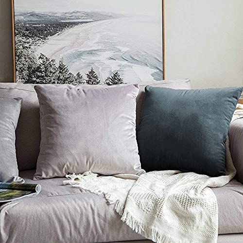Khooti Velvet Cushion Cover, 28X28 Inches | Dark Grey | Pack of 3 | Solid Plain Soft & Smooth, Decorative Cushion Covers for Living Room, Bedroom, Couches, Chairs, Sofas, Beds & Home Decor - Image 4