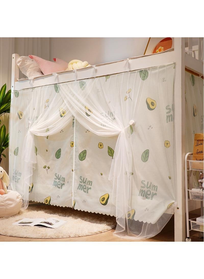 Bluejw Cartoon Pattern Design Lower Deck Zipper Bed Curtain With Mosquito Net - Image 1