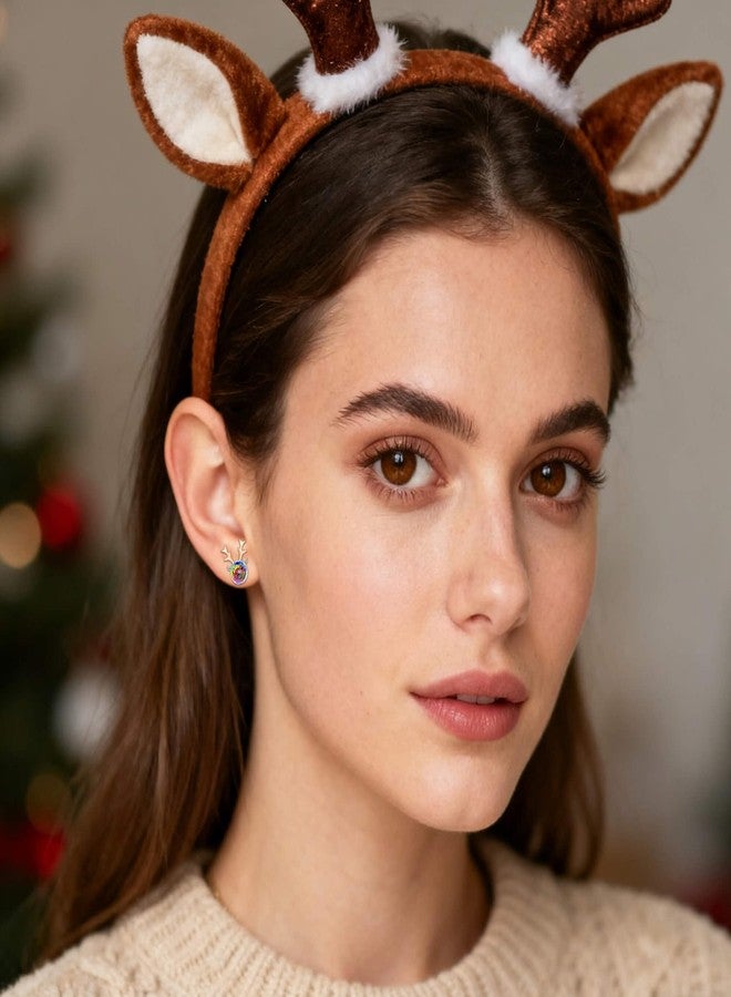 EVEVIC Christmas Earrings for Women Reindeer Earrings Austrian Crystal Stud Earrings Hypoallergenic Christmas Jewelry Holiday Jewelry Gift (Rainbow) - Image 4